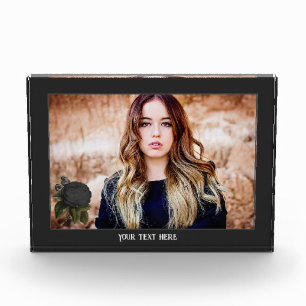Vintage Gothic Black Roses Photo Personalised Block
