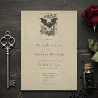 Vintage Gothic Black Toile Bat Tan Wedding