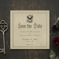 Vintage Gothic Black Toile Bat Tan Wedding