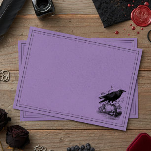 Vintage Gothic Black Toile Raven Purple Wedding Envelope