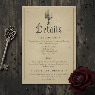 Vintage Gothic Black Toile Tan Wedding Enclosure Card