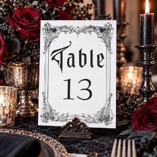 Vintage Gothic Black Toile White Wedding Table Number