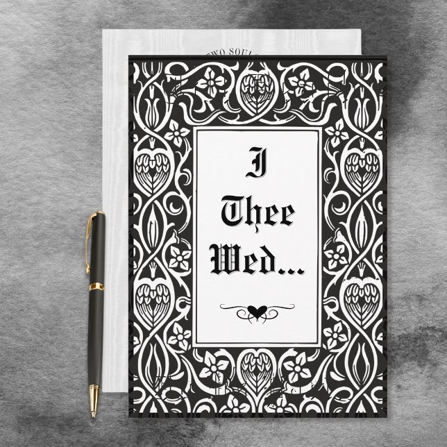 Vintage Gothic Black & White Roycroft Frame Invitation (Creator Uploaded)