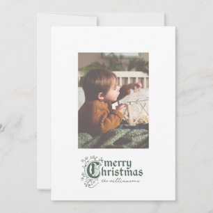 Vintage Gothic Botanical Type Merry Christmas Card