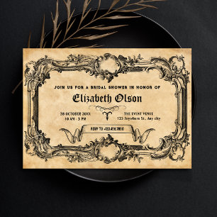 Vintage gothic bridal shower invitation
