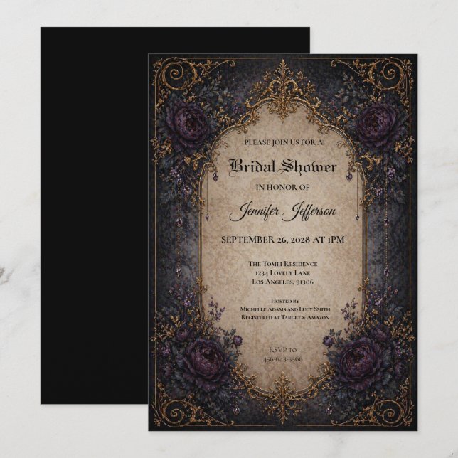 Vintage Gothic Bridal Shower invitation (Front/Back)