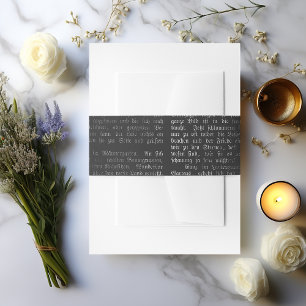 Vintage Gothic Calligraphy Invitation Belly Band