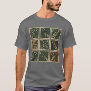 Vintage Gothic Candy Cane Skeleton Stamps Men's T-Shirt