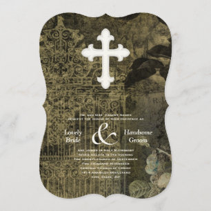 Vintage Gothic Christian Wedding Invitation
