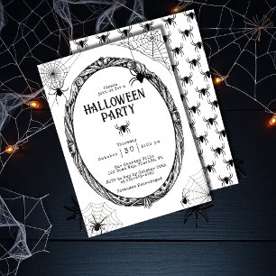 Vintage Gothic Creepy Spider Web Halloween Party Invitation