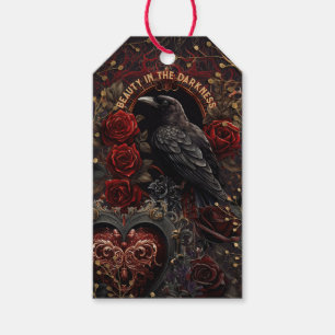Vintage Gothic Dark Beauty Crow Raven Red Roses Gift Tags
