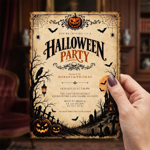 Vintage Gothic Eerie Night Halloween Party Invitation