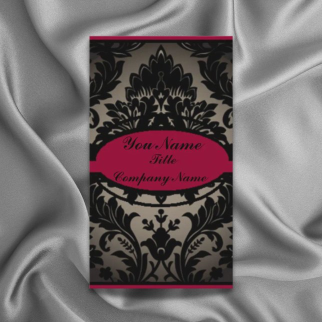 vintage gothic fashion burgundy black damask business card (vintage gothic fashion burgundy black damask business card)
