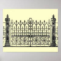 Vintage Gothic Fence and Gate Poster