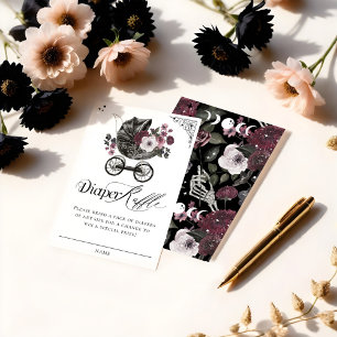 Vintage Gothic Floral Baby Stroller Diaper Raffle Enclosure Card
