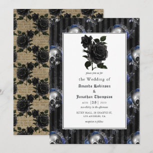 Vintage Gothic Floral Wedding Invitation