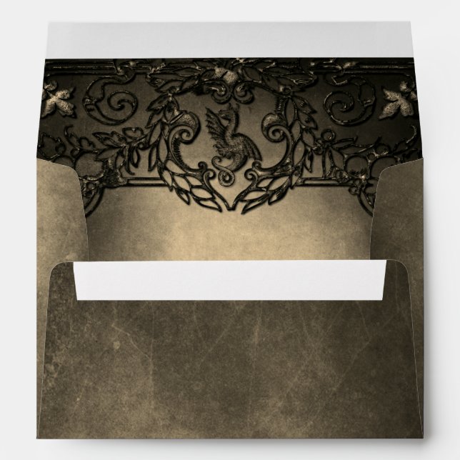 Vintage Gothic Frame Wedding Invitation Envelope (Back (Bottom))