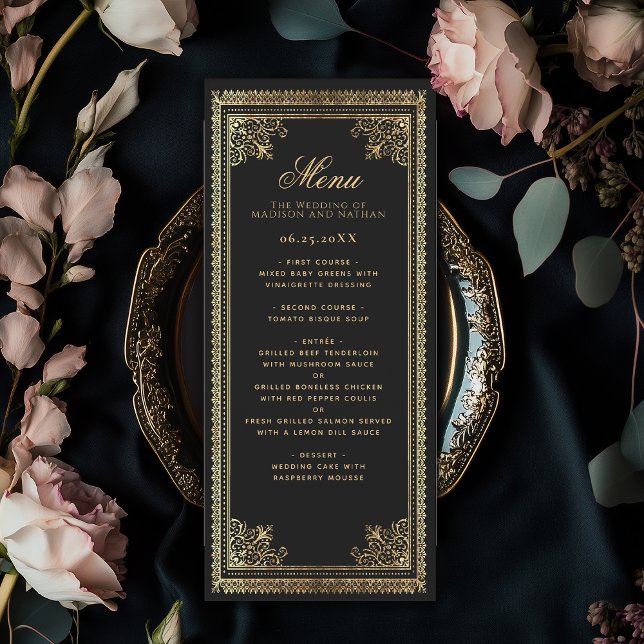 Vintage Gothic Gold Victorian Wedding Menu (Creator Uploaded)