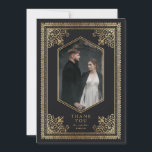 Vintage Gothic Gold Victorian Wedding Photo  Thank You Card<br><div class="desc">Elegant and modern wedding design inspired by a gothic victorian art style. You can customise this further by clicking on the "PERSONALIZE" button. Matching Items in our shop for a complete party theme.</div>