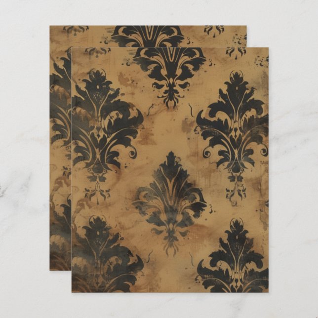 Vintage Gothic Grunge Floral Scrapbook Paper  (Front/Back)