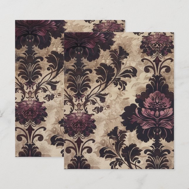 Vintage Gothic Grunge Floral Scrapbook Paper  (Front/Back)
