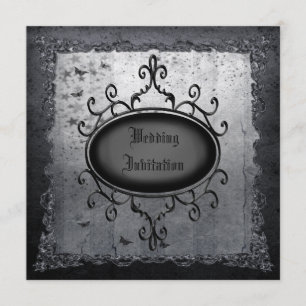 Vintage Gothic Grunge Linen Wedding Invites