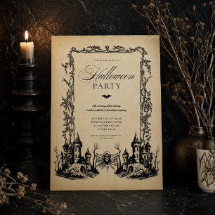 Vintage Gothic Halloween Dinner Party Invitation