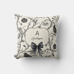 Vintage Gothic Halloween Family Name & Monogram Cushion