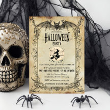 Vintage Gothic Halloween Party Invitation | Witch