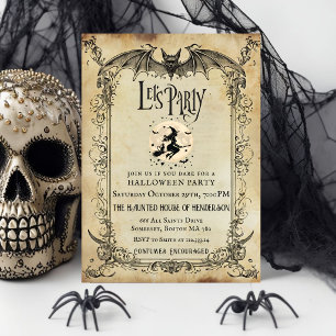 Vintage Gothic Halloween Party Invitation Witch