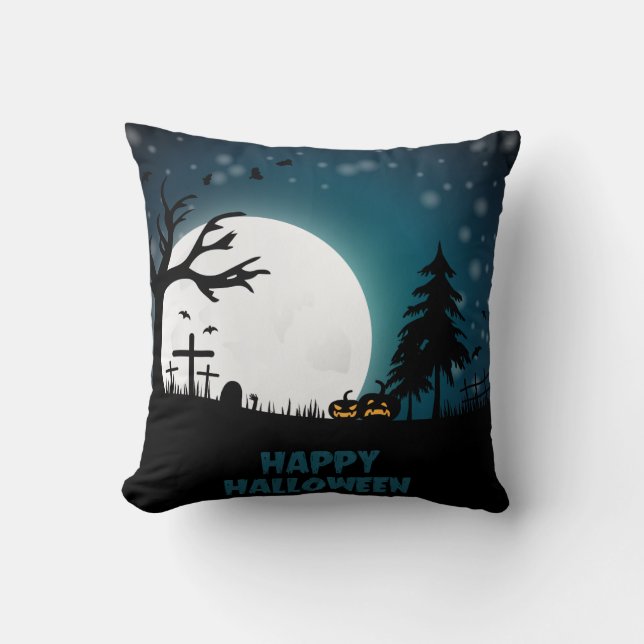 Vintage Gothic Halloween Pumpkins Cushion (Front)