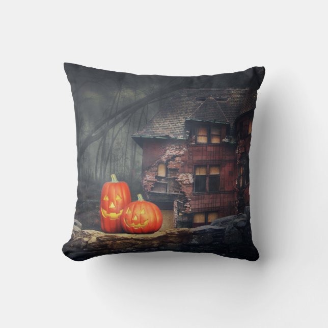Vintage Gothic Halloween Pumpkins Cushion (Front)