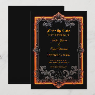 Vintage Gothic Halloween Save the date invitation