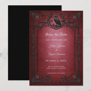 Vintage Gothic Halloween Save the date invitation