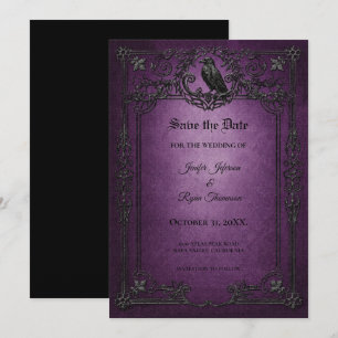 Vintage Gothic Halloween Save the date invitation