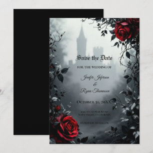 Vintage Gothic Halloween Save the date invitation