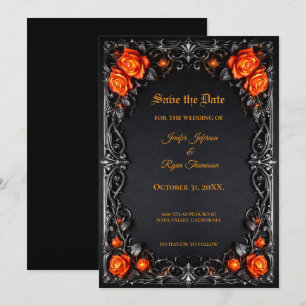 Vintage Gothic Halloween Save the date invitation