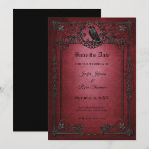Vintage Gothic Halloween Save the date invitation