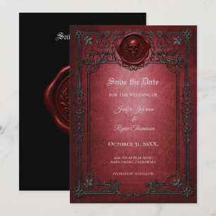 Vintage Gothic Halloween Save the date invitation