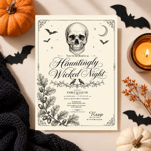 Vintage Gothic Halloween Skull Raven Party Spooky  Invitation