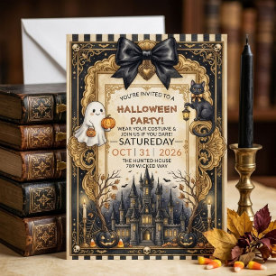 Vintage Gothic Halloween Spooky Haunted House Invitation