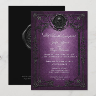 Vintage Gothic Halloween wedding invitation