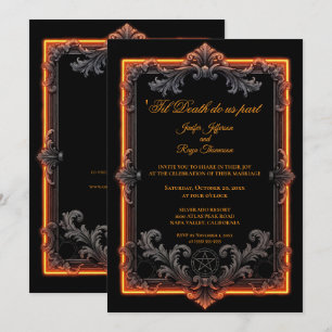 Vintage Gothic Halloween wedding invitation