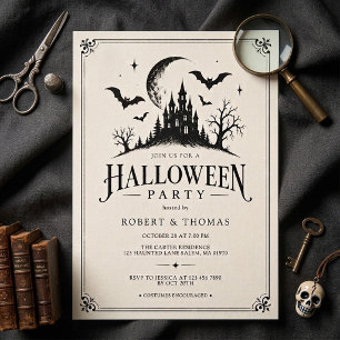 Vintage Gothic Haunted Castle Halloween Party Invitation