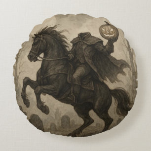 Vintage/Gothic Headless Horseman Halloween/Autumn  Round Cushion