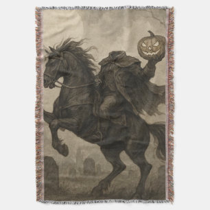 Vintage/Gothic Headless Horseman Halloween/Autumn Throw Blanket
