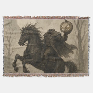 Vintage/Gothic Headless Horseman Halloween/Autumn Throw Blanket