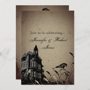 Vintage Gothic House Heart Raven Anniversary Invitation