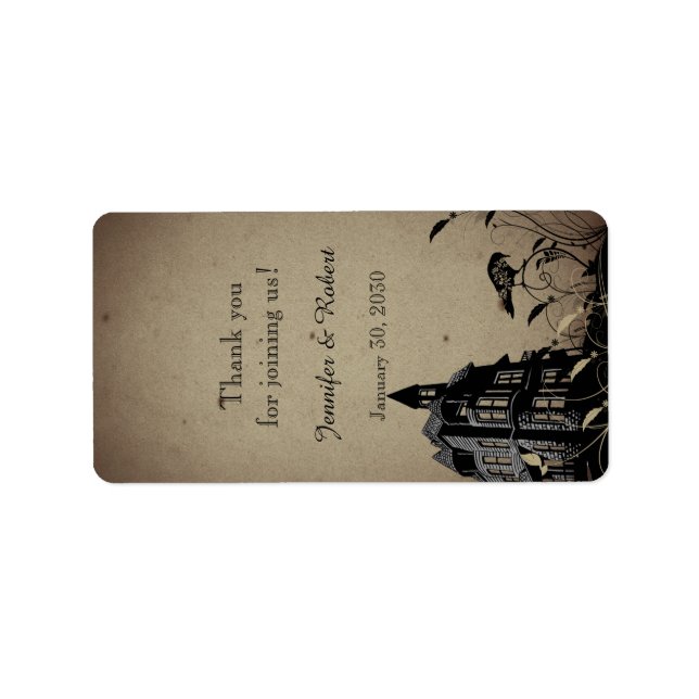 Vintage Gothic House Wedding Lip Balm Label (Front)