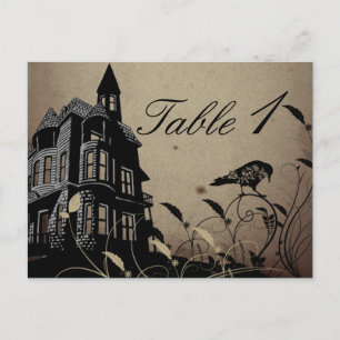 Vintage Gothic House Wedding Table Number Postcard